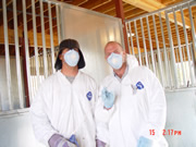 Allstate Animal Control photo technicians with respiratory masks